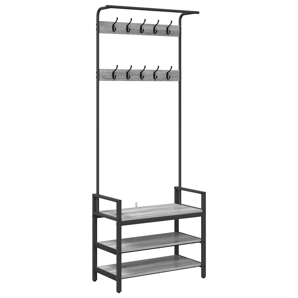 Vidaxl kapstok met plank grijs sonoma 75 x 34 x 184 cm bewerkt hout