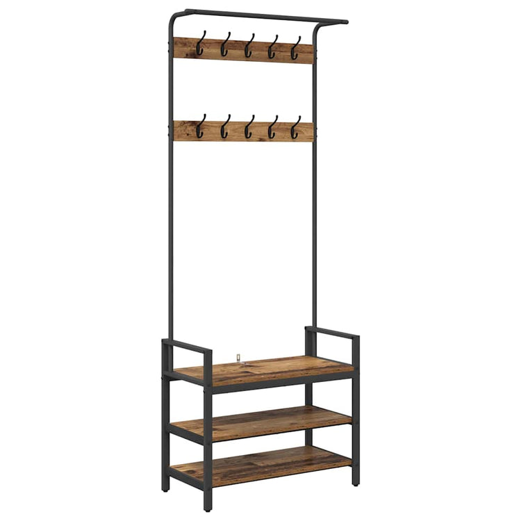 Vidaxl kapstok met plank oud hout 75 x 34 x 184 cm bewerkt hout
