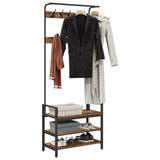 Vidaxl kapstok met plank oud hout 75 x 34 x 184 cm bewerkt hout - afbeelding 3