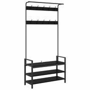 Vidaxl kapstok met plank zwart eiken 95 x 34 x 184 cm bewerkt hout - afbeelding 2