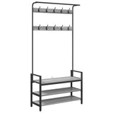 Vidaxl kapstok met plank grijs sonoma 95 x 34 x 184 cm bewerkt hout - afbeelding 2
