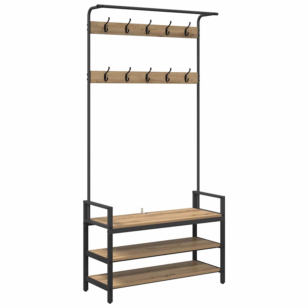 Vidaxl kapstok artisanaal eiken 95 x 34 x 184 cm bewerkt hout