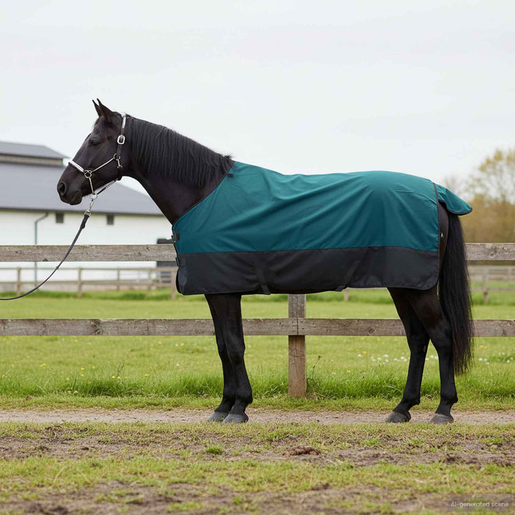Vidaxl paardendeken donkergroen en zwart 165 cm polyester