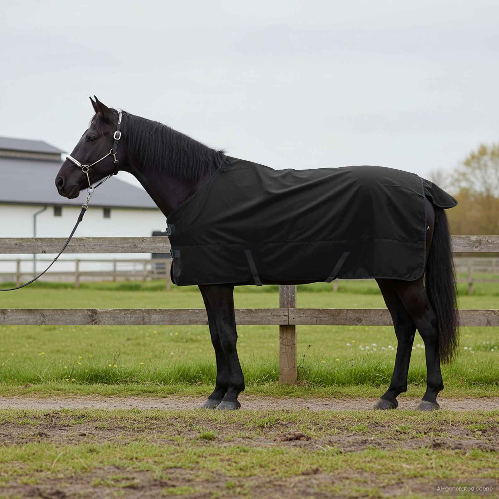 Vidaxl paardendeken volledig zwart 125 cm polyester