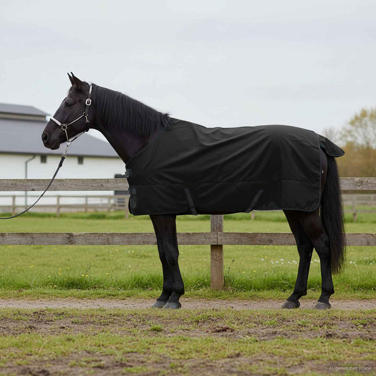 Vidaxl paardendeken volledig zwart 125 cm polyester