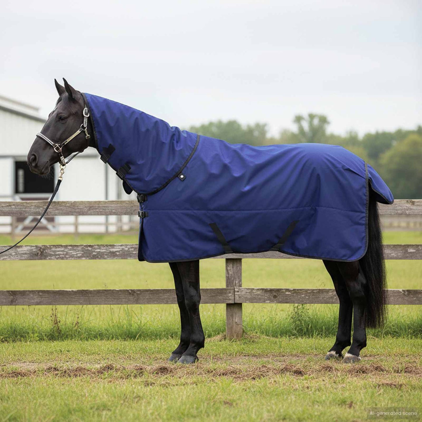 Vidaxl paardendeken donkergroen en zwart 115 cm polyester