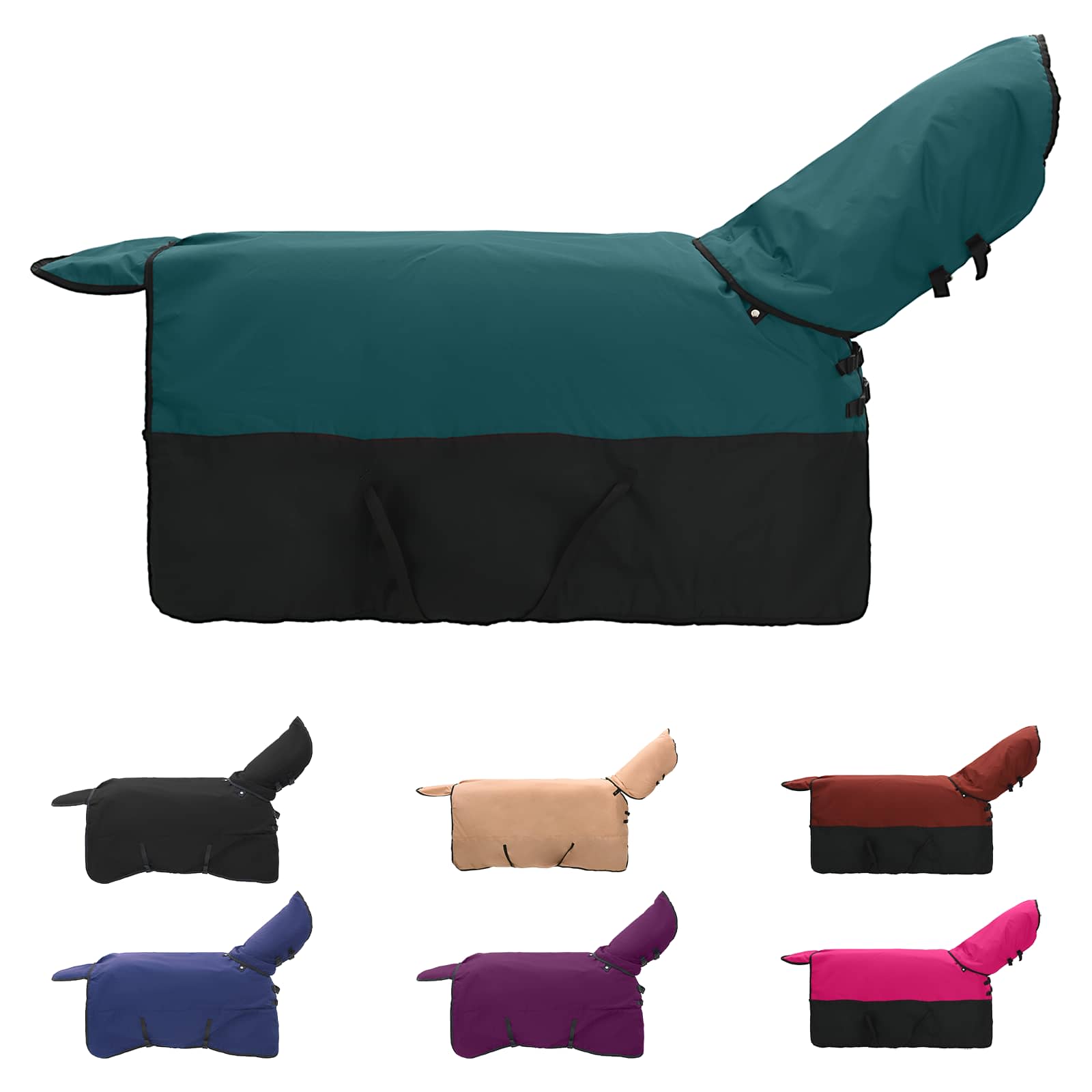 Vidaxl paardendeken donkergroen en zwart 135 cm polyester