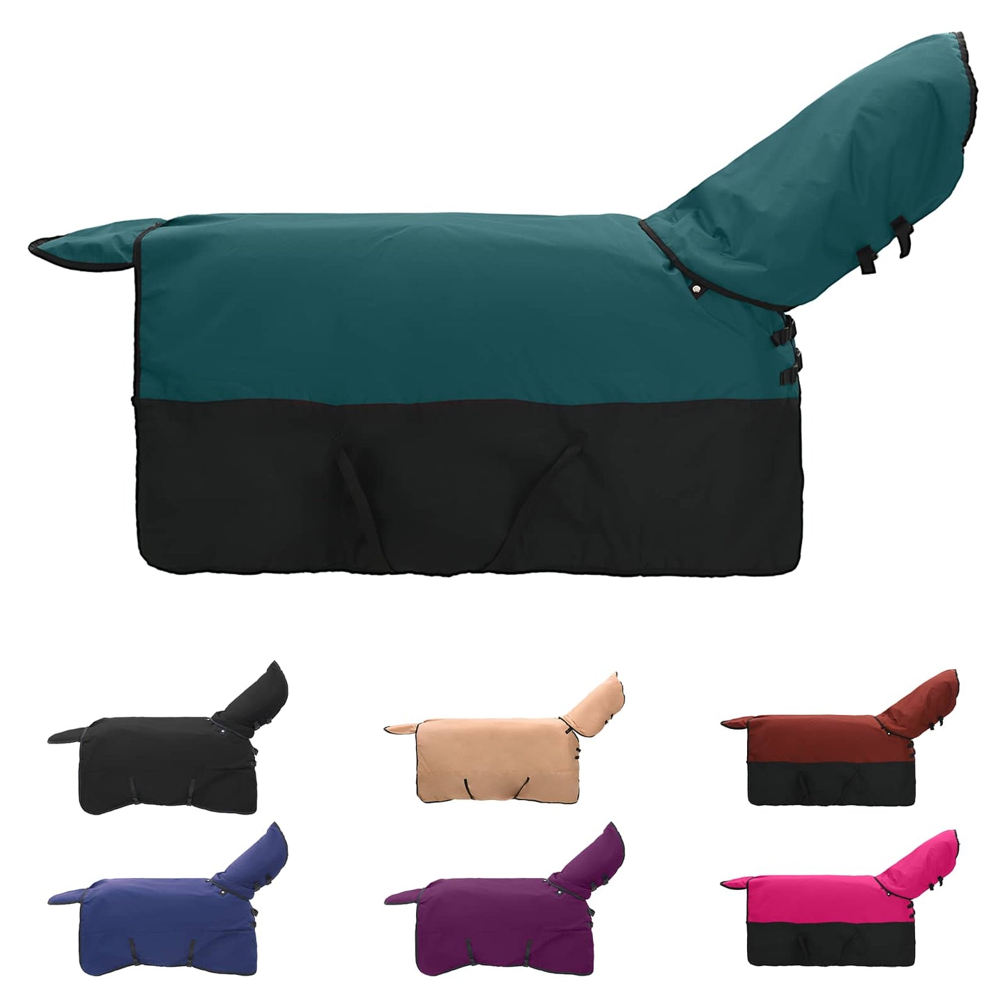 Vidaxl paardendeken donkergroen en zwart 155 cm polyester