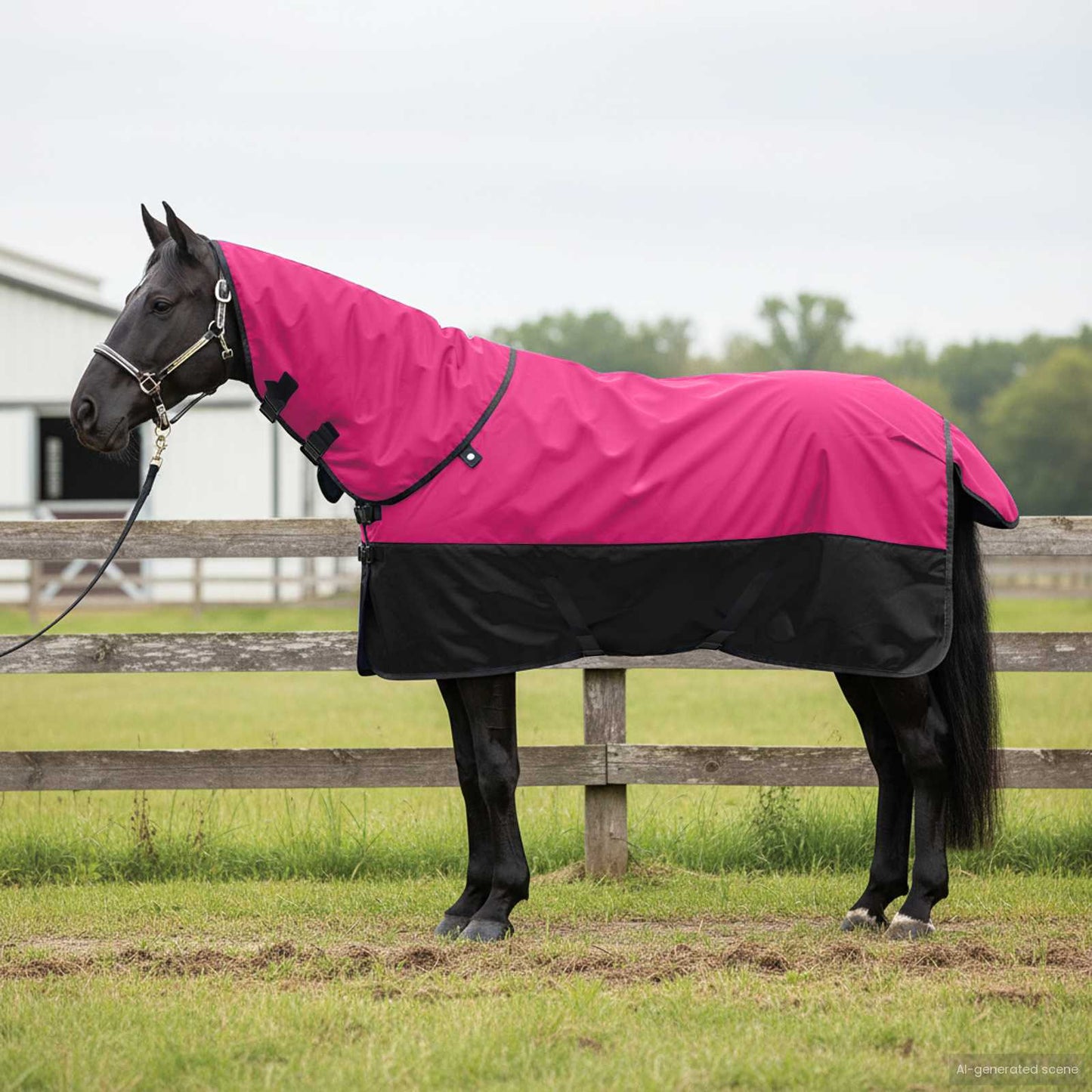 Vidaxl paardendeken roze en zwart 155 cm polyester