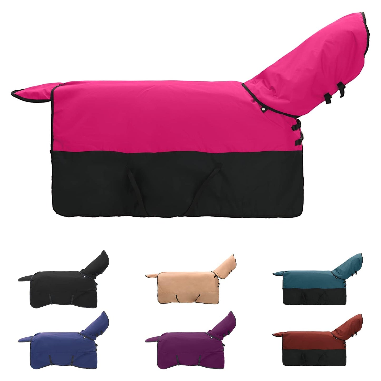 Vidaxl paardendeken roze en zwart 155 cm polyester