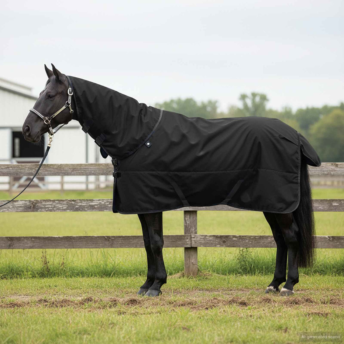 Vidaxl paardendeken volledig zwart 75 cm polyester