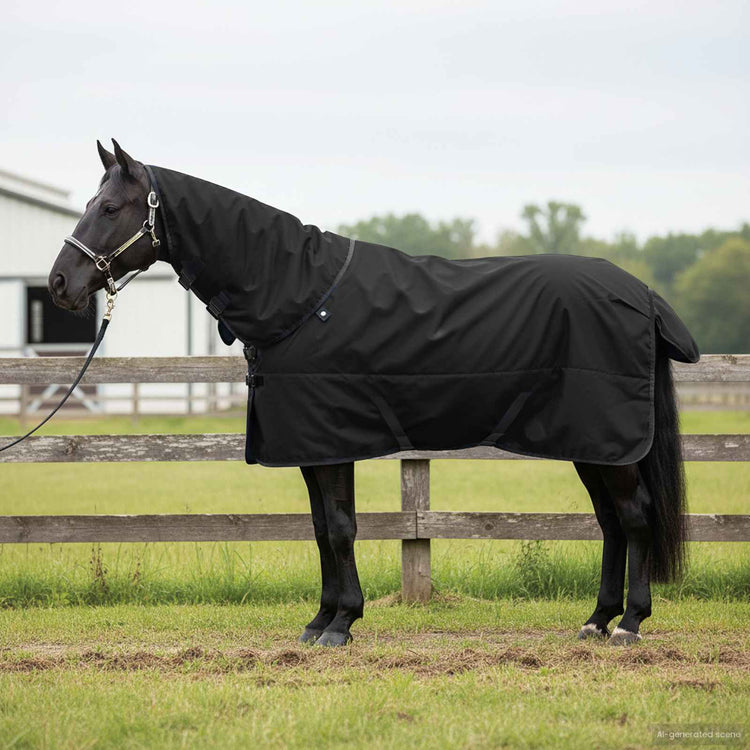 Vidaxl paardendeken volledig zwart 125 cm polyester