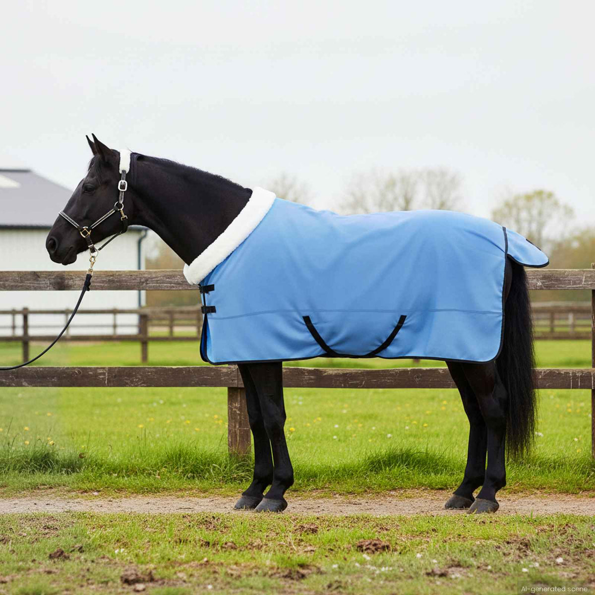Vidaxl paardendeken volledige aqua 135 cm polar fleece