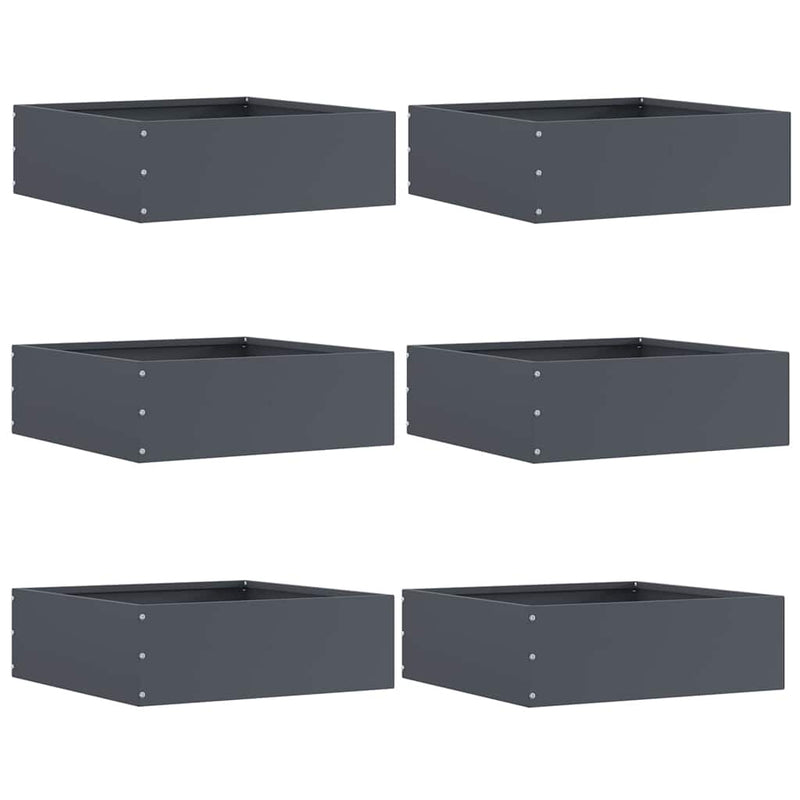 Vidaxl tuinrand 6 pcs antraciet 40 x 40 x 13 cm staal