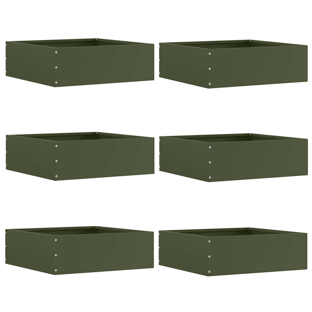 Vidaxl gazonrand 6 st 40 x 40 x 13 cm staal olijfgroen