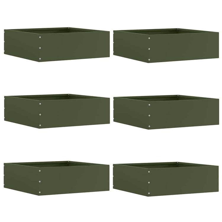 Vidaxl gazonrand 6 st 40 x 40 x 13 cm staal olijfgroen