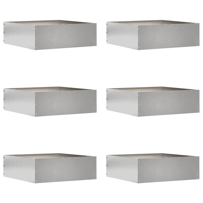 Vidaxl tuinrand 6 pcs zilver 40 x 40 x 13 cm roestvrij staal