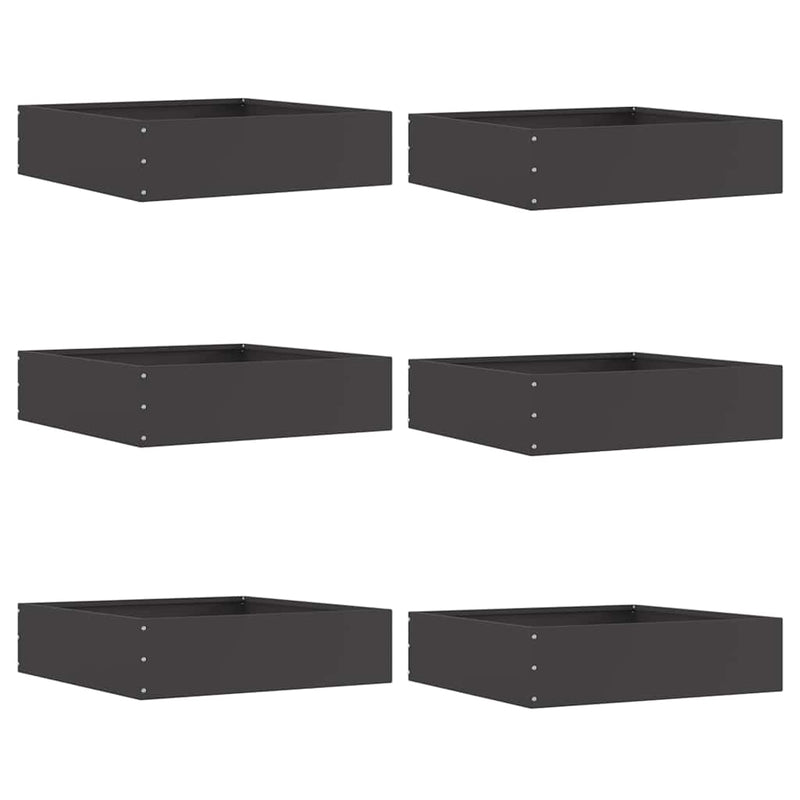 Vidaxl tuinrand 6 pcs zwart 50 x 50 x 13 cm staal