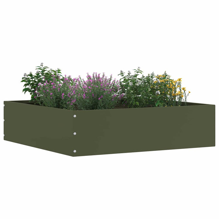Vidaxl gazonrand 50 x 50 x 13 cm staal olijfgroen