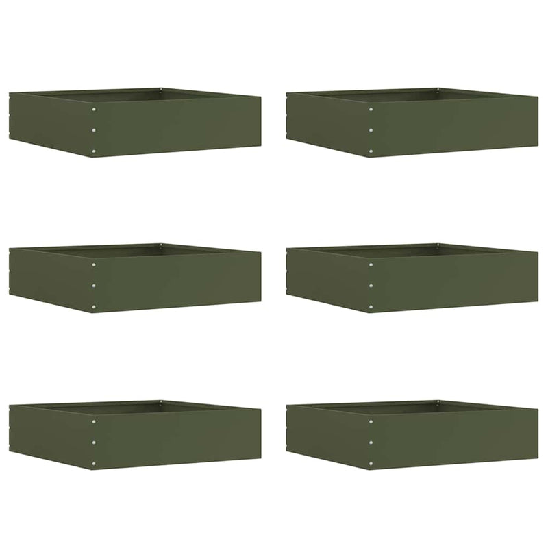 Vidaxl tuinrand 6 pcs olijf groen 50 x 50 x 13 cm staal