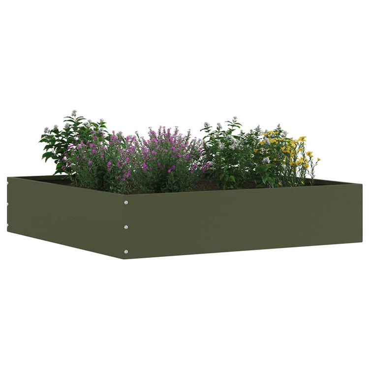 Vidaxl gazonrand 60 x 60 x 13 cm staal olijfgroen