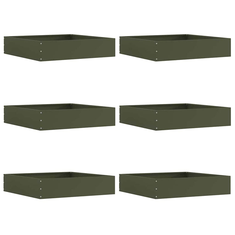 Vidaxl gazonrand 6 st 60 x 60 x 13 cm staal olijfgroen