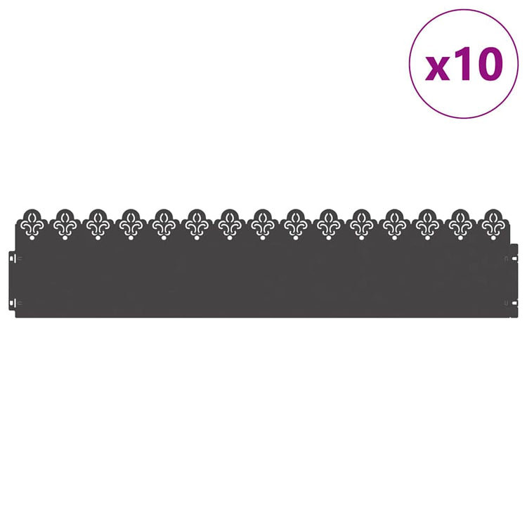 Vidaxl gazonranden 10 st 103 x 0,05 x 22 cm staal zwart