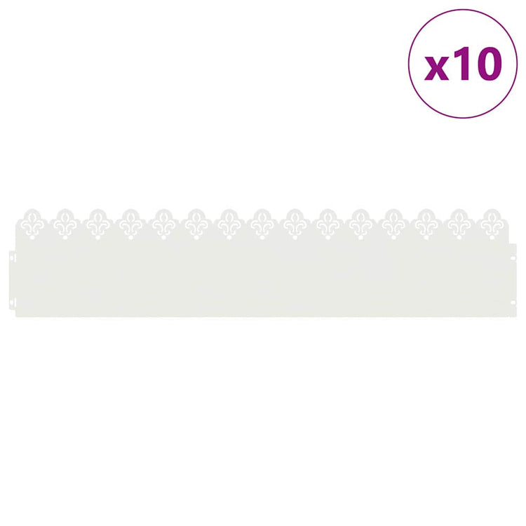 Vidaxl gazonranden 10 st 103 x 0,05 x 22 cm staal wit
