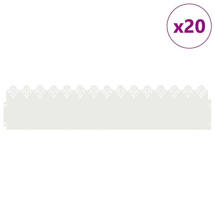 Vidaxl gazonranden 20 st 103 x 0,05 x 22 cm staal wit