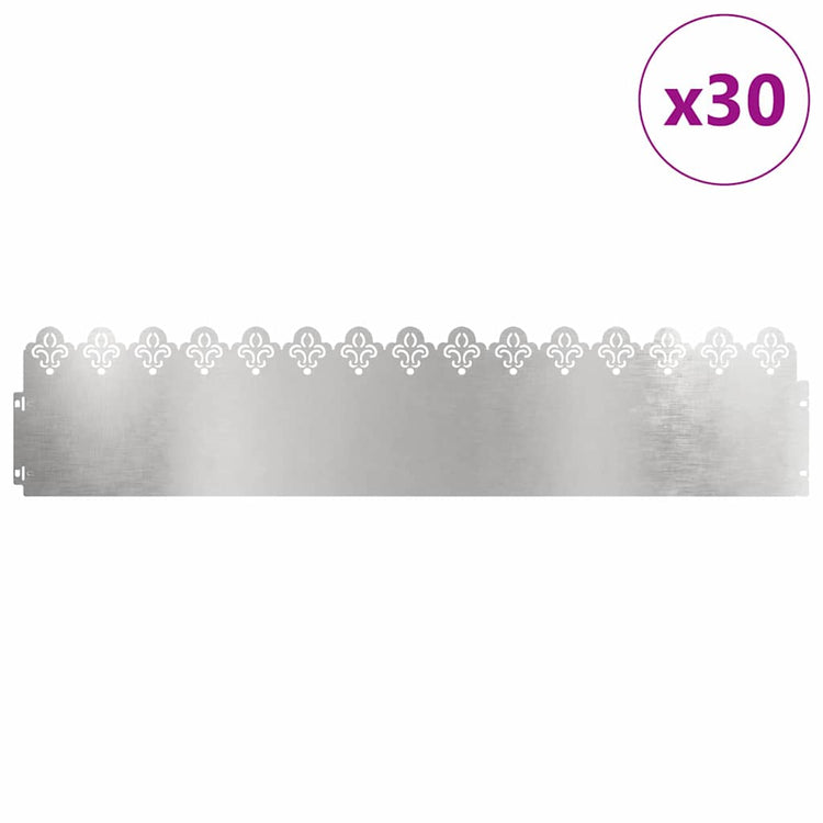 Vidaxl gazonranden 30 st 103 x 0,05 x 22 cm roestvrij staal zilver