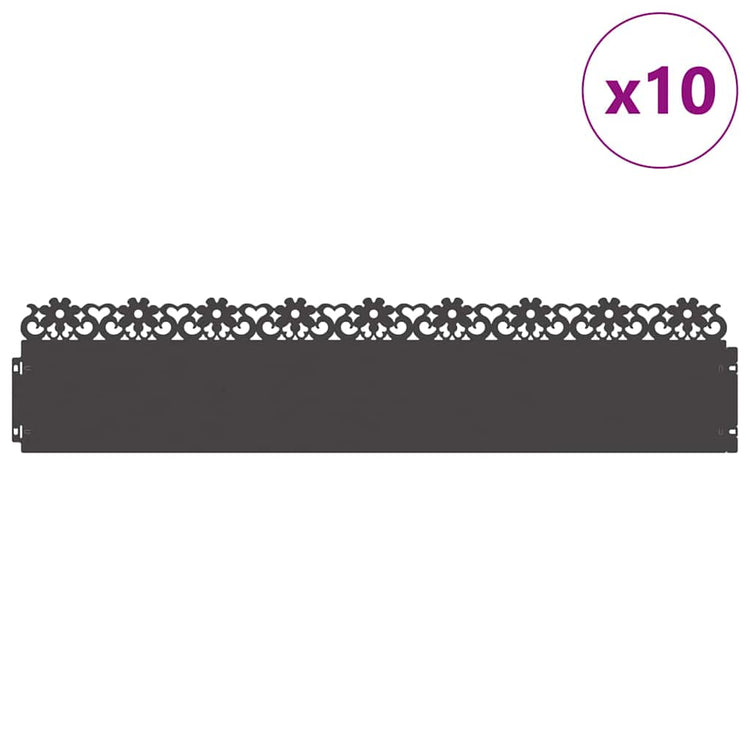 Vidaxl gazonranden 10 st 103 x 0,05 x 22 cm staal zwart