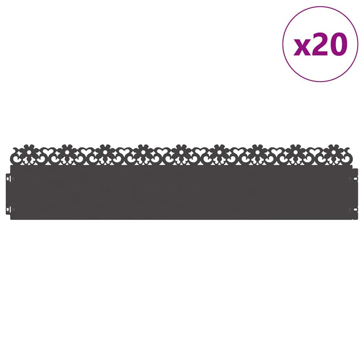 Vidaxl gazonranden 20 st 103 x 0,05 x 22 cm staal zwart
