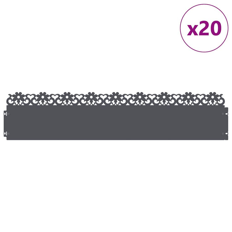 Vidaxl gazonranden 20 st 103 x 0,05 x 22 cm staal antraciet