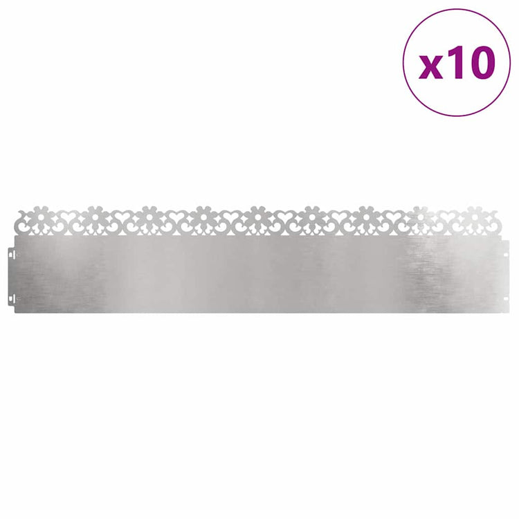 Vidaxl gazonranden 10 st 103 x 0,05 x 22 cm roestvrij staal zilver