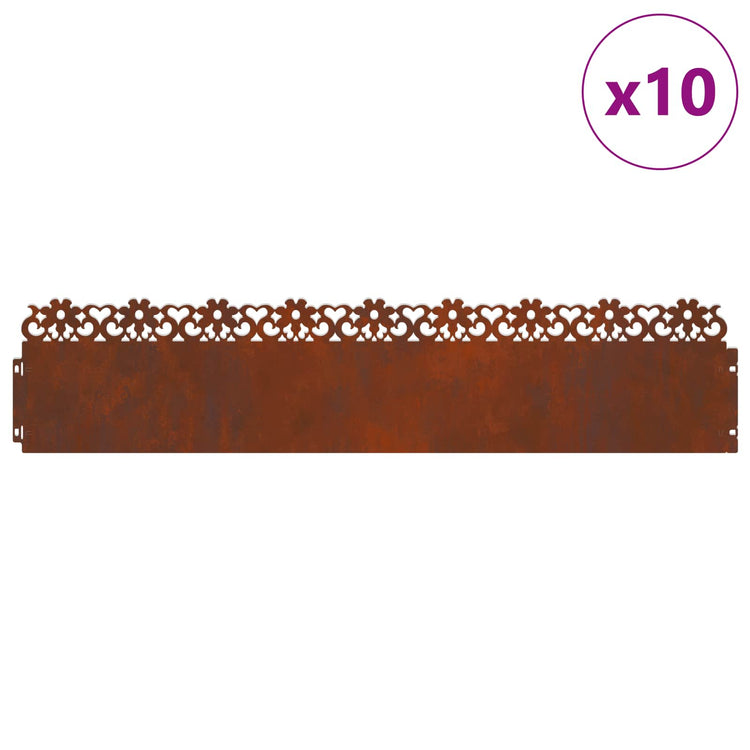 Vidaxl gazonranden 10 st 103 x 0,05 x 22 cm weervast staal
