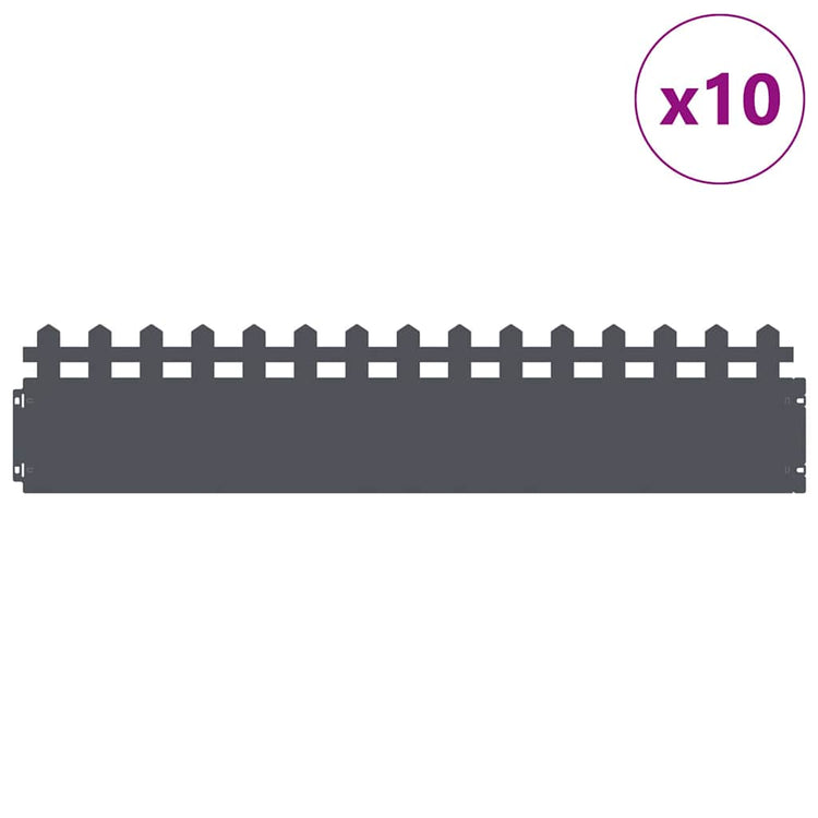 Vidaxl gazonranden 10 st 103 x 0,05 x 22 cm staal antraciet