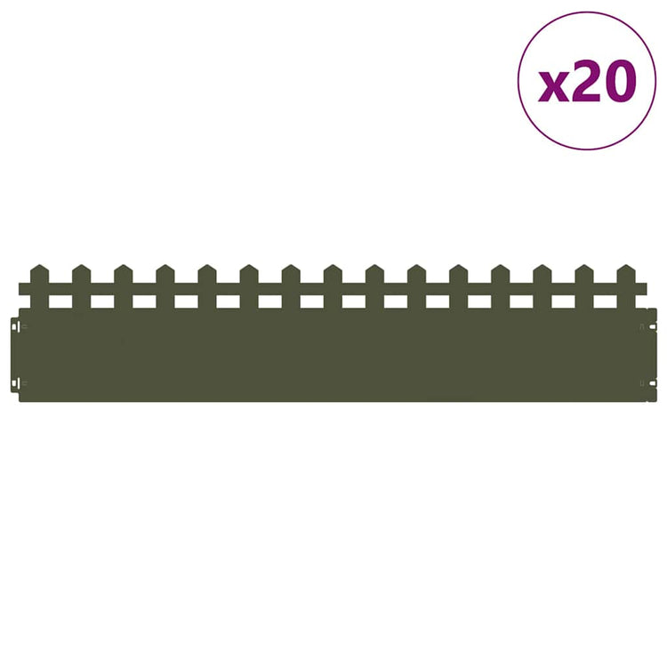 Vidaxl gazonranden 20 st 103 x 0,05 x 22 cm staal olijfgroen