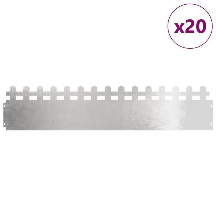 Vidaxl gazonranden 20 st 103 x 0,05 x 22 cm roestvrij staal zilver