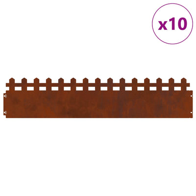 Vidaxl gazonranden 10 pcs roestig 103 x 0,05 x 22 cm cortenstaal