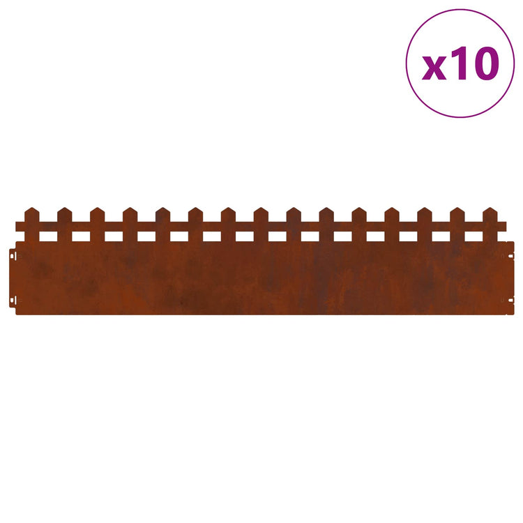 Vidaxl gazonranden 10 st 103 x 0,05 x 22 cm weervast staal
