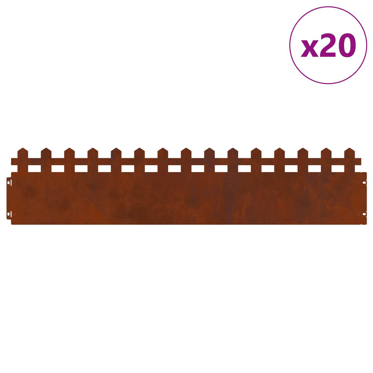 Vidaxl gazonranden 20 st 103 x 0,05 x 22 cm weervast staal