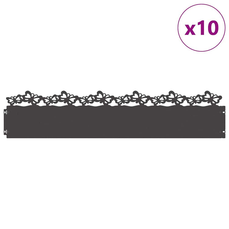 Vidaxl gazonranden 10 st 103 x 0,05 x 22 cm staal zwart