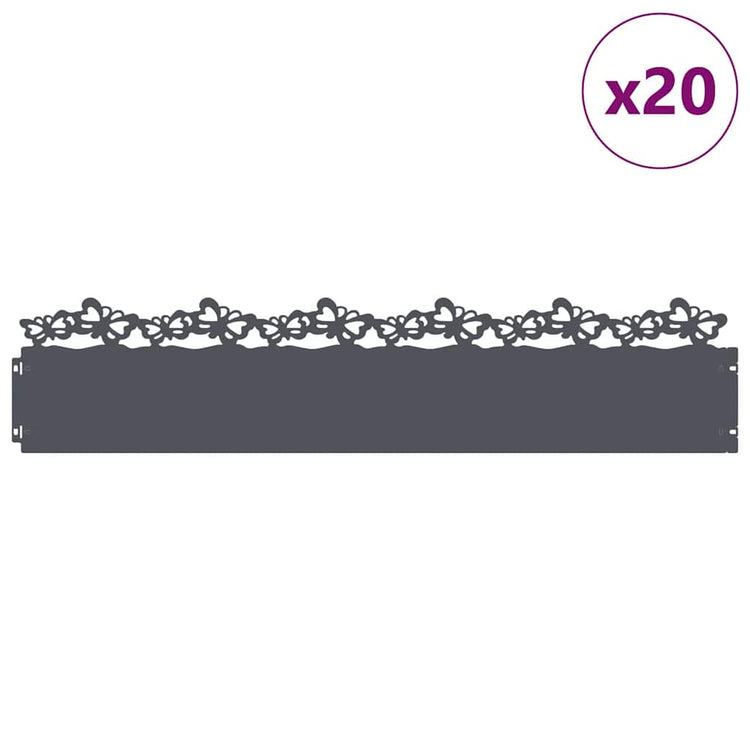 Vidaxl gazonranden 20 st 103 x 0,05 x 22 cm staal antraciet