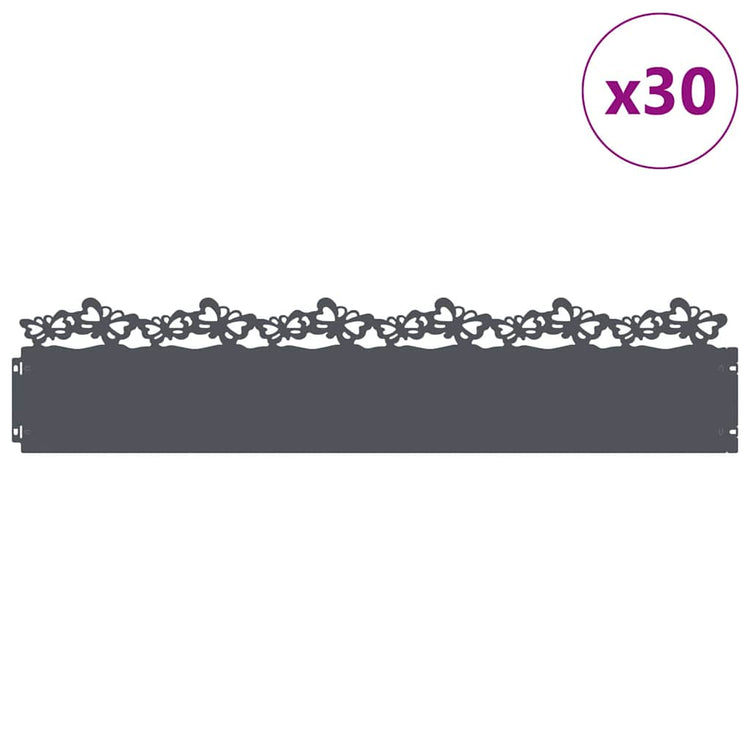 Vidaxl gazonranden 30 st 103 x 0,05 x 22 cm staal antraciet