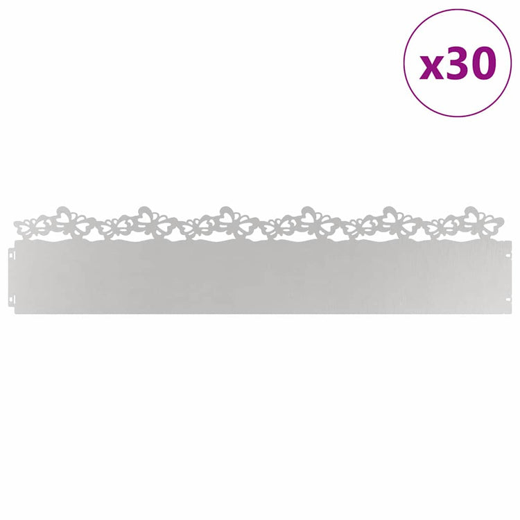 Vidaxl gazonranden 30 st 103 x 0,05 x 22 cm roestvrij staal zilver