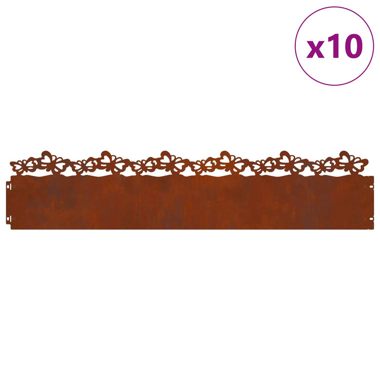 Vidaxl gazonranden 10 st 103 x 0,05 x 22 cm weervast staal