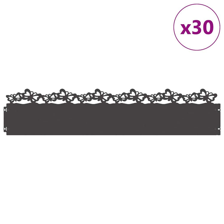 Vidaxl gazonranden 30 st 103 x 0,05 x 22 cm staal zwart