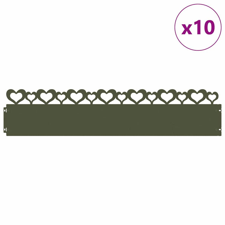 Vidaxl gazonranden 10 st 103 x 0,05 x 22 cm staal olijfgroen