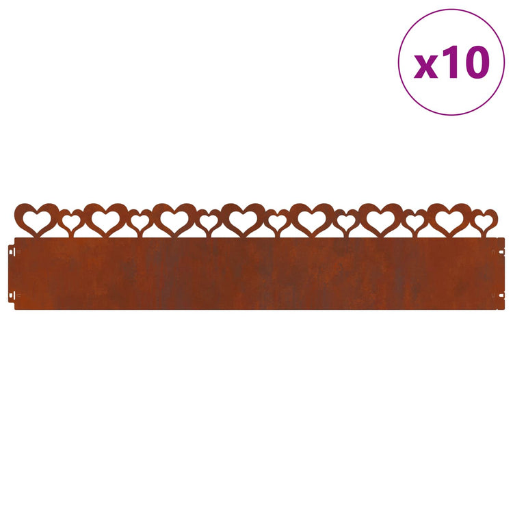 Vidaxl gazonranden 10 st 103 x 0,05 x 22 cm weervast staal