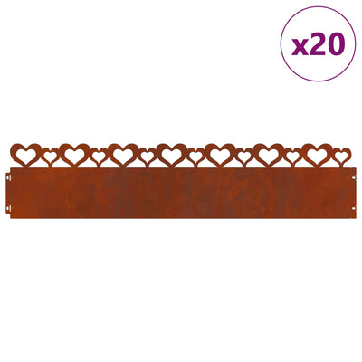 Vidaxl gazonranden 20 pcs roestig 103 x 0,05 x 22 cm cortenstaal